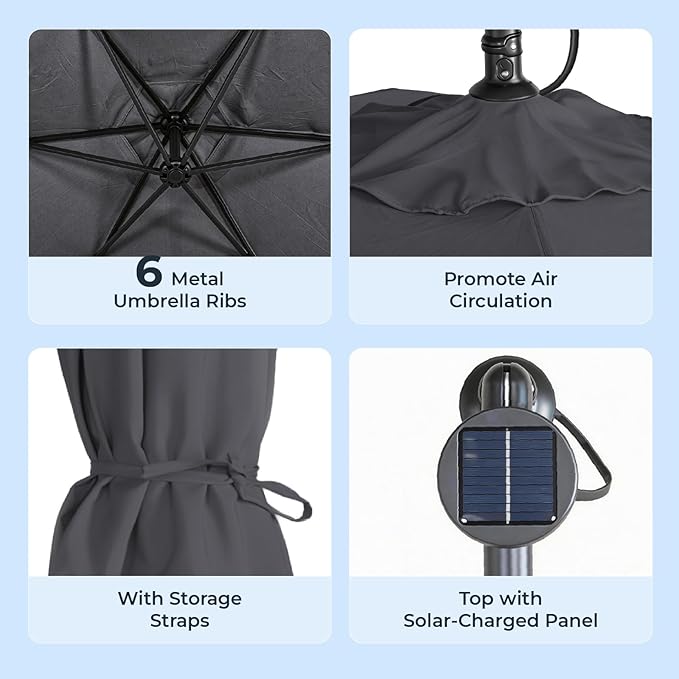 Bonnlo Patio Umbrella with Easy Push Button Tilt Outdoor Patio Umbrella Backyard Market Table Umbrella