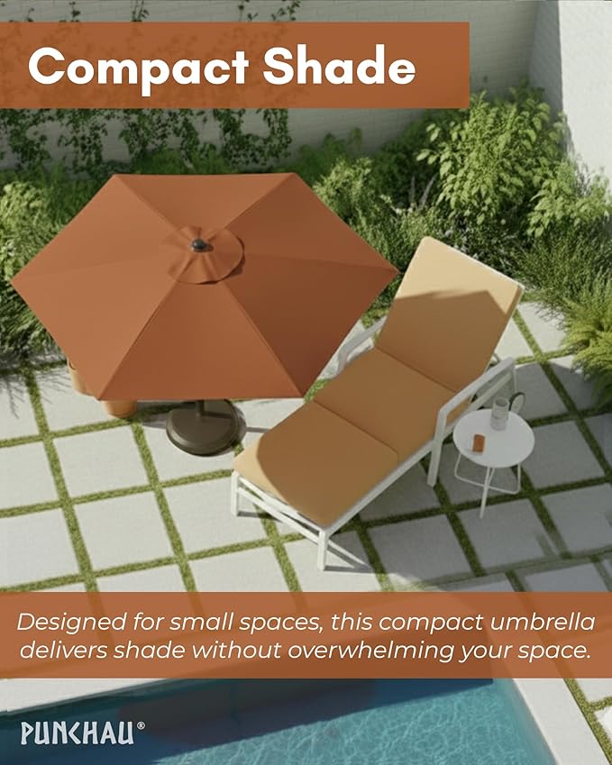 6 Ft Outdoor Patio Umbrella, Easy Open/Close Crank and Push Button Tilt Adjustment - Light Terracotta Market Umbrellas
