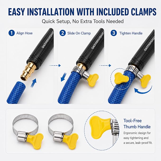 High Pressure Water Gun Hose Nozzle 2026 Upgraded Home Car Wash & Garden Sprayer Cannon Powerful Cleaning the Floor&windows Booster Wand Set Attachment Pet Bathing Jet Sweeper Tool Adjustable