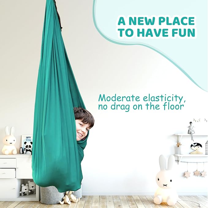 TOPARCHERY Indoor Sensory Swing w/More Special Needs, Cuddle Hammock for Sensory Integration Snuggle Swing Hammocks (Green)