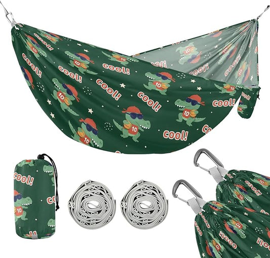 Camping Hammock Outdoor Hammocks for Outside Cool Crocodile Cute Beach Trees Portable Lightweight with Pockets Tree Straps Indoor