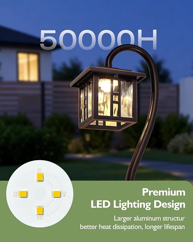 LITFIT Low Voltage Landscape Lighting 4-Pack, Aluminum 12V 3000K Electric Pathway Lights, Waterproof ORB Color Wired Path Lights with Connectors for Walkway Yard Garden, 50000H Integrated LED