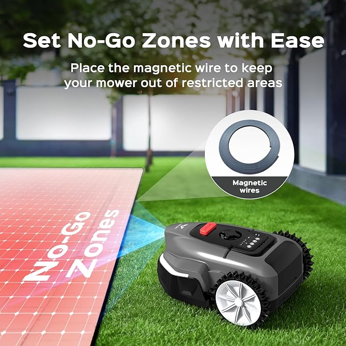 V3 Robotic Lawn Mower with AI Vision Obstacle Avoidance, Smart APP Control, Low-Noise Operation, Adjustable Cutting Height, No-Go Zones, Ideal Robot Lawn Mower for Lawns Up to 1600 Sq.Ft