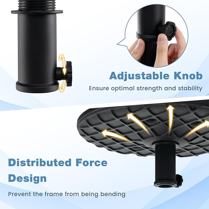 Giantex Umbrella Pole Table Tray - 20" Outdoor Side Table with 1.5" Umbrella Hole, Height Adjustable Knob, All-Weather PE Matrial, for Patio, Backyard, Deck, Garden, Poolside, Black