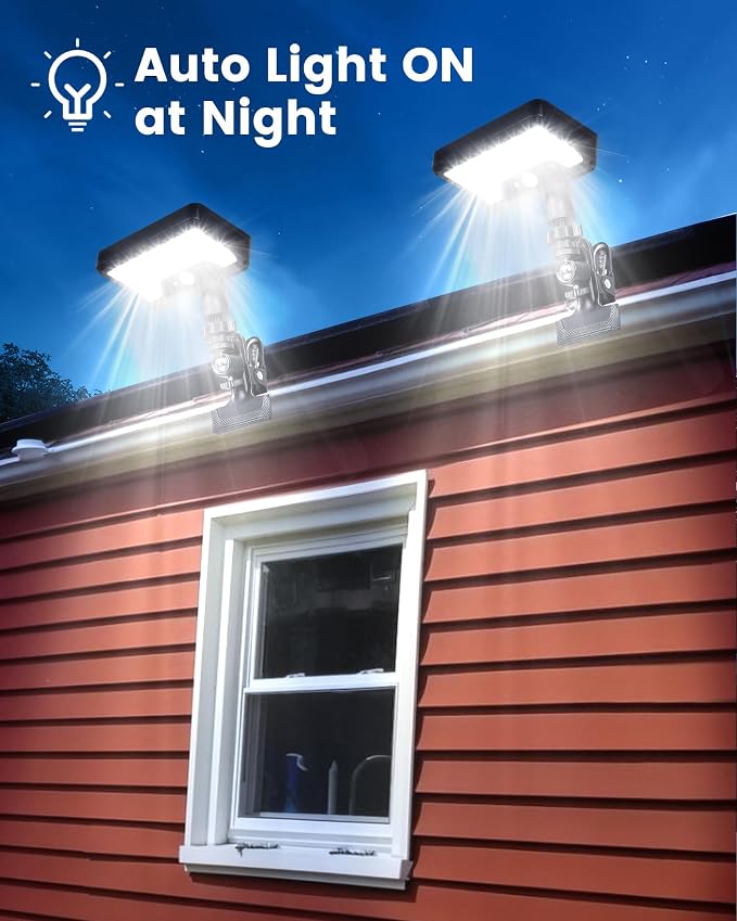 Clip on Solar Lights Outdoor, Solar Powered Motion Sensor Lights with 600LM, Security Lights, 3 Color Modes Waterproof Solar Lights for Fence, Deck, Patio, Garage, Camping,1Pack