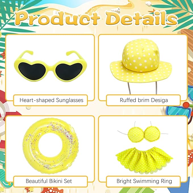 Porch Goose Summer Outfit,Hsummer Porch Goose Outfit,Porch Goose Bikini,Summer Garden Lawn Patio Yard Outdoor Decor (Yellow)
