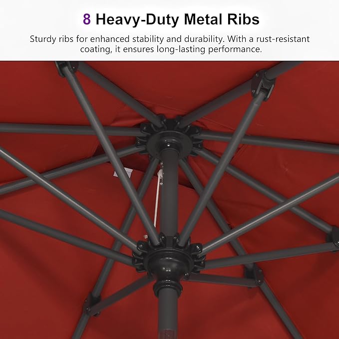 PURPLE LEAF 11.5' x 8' Rectangle Patio Market Umbrella with Base Outdoor Table Umbrellas Aluminum Frame Sun Shade with 8 Sturdy Ribs for Garden Deck Lawn Pool Terra