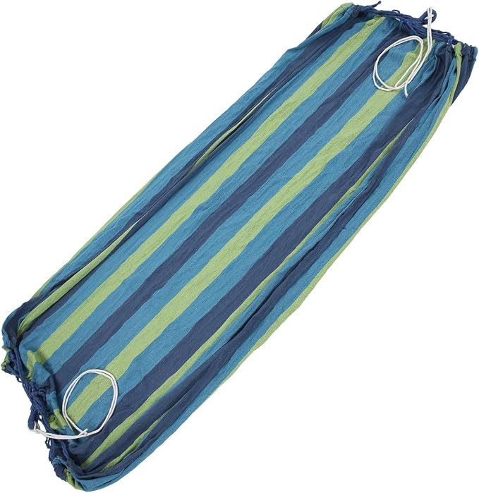Canvas Double Camping Hammock, Lightweight Travel Hammock, Soft Resting Bed, Quick Setup Hand Woven with Storage Bag for Garden Backpacking, 551 Lb Limit (Blue)