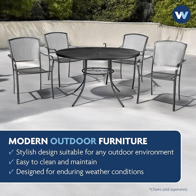 48” Round Patio Table - Seats 2-4 People | Stylish Steel Mesh Pattern | Extremely Durable | Lifetime Outdoor Use | Withstands All Weather Conditions | Highland Collection