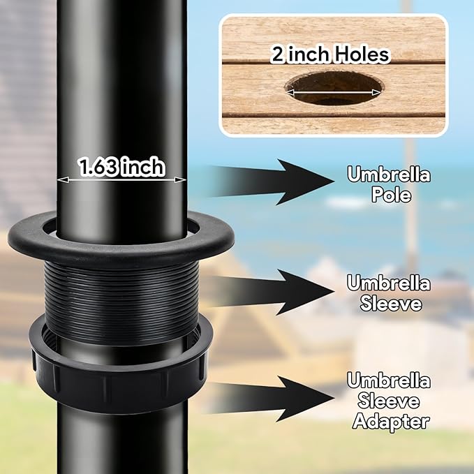 Patio Table Umbrella Hole Ring Plug Cap Set, Outdoor Parasol Table Hole Cover Insert Patio Table Hole Plug Ring for Cafes, Yard, Garden, Camping, Pool