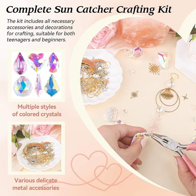 500 Pcs DIY Suncatchers Kits for Adults, Crystal Sun Catchers Rainbow Maker, Art and Crafts for Adults, Hanging Decorative Suncatchers for Windows, Home, Parties and Weddings