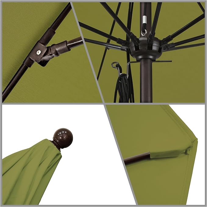 California Umbrella 11Ft Commercial Grade Market Umbrella, Pulley Lift, Aluminum/Fiberglass, 2mm pole wall, Bronze Frame, Solution Dyed Kiwi Fabric