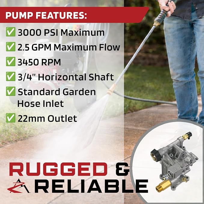 The ROP Shop 3000 psi, 3/4" Shaft, Horizontal Power Pressure Washer Pump & Deluxe Spray Kit