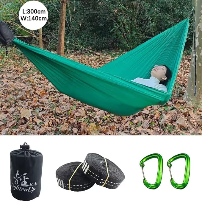 Compatible for Portable Hammocks Color Parachute Fabric Single Grey Green Hammock 300 * 140CM(3M 01)
