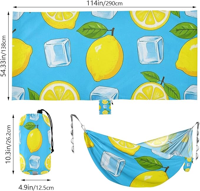 Summer Lemon Ice Block 330lb Capacity Outdoor Hammock with Hanging Rope Fabric Hammock for Outside Patio Backyard Poolside Base para hamacas para adultos