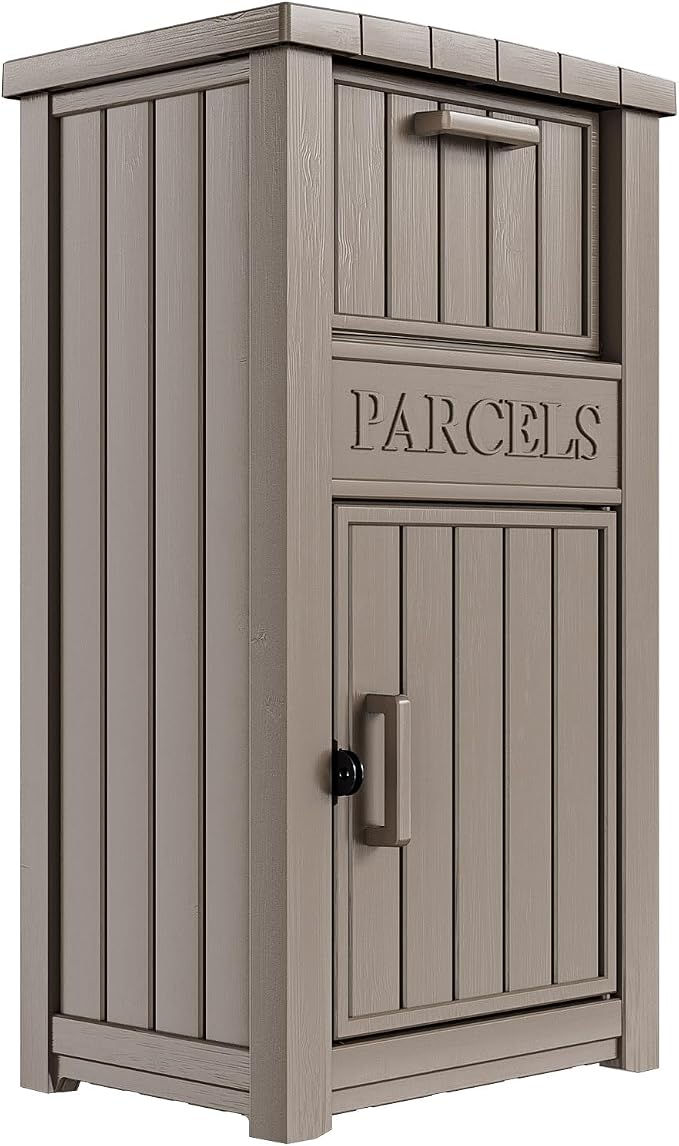 Package Delivery Box - Ventilated Resin Package Delivery Boxes for Outside, Modular Outdoor Storage Box for Porch, Deck, or Entryway