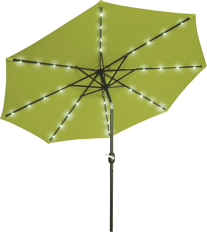 Trademark Innovations Deluxe Solar Powered LED Lighted Patio Umbrella - 9'