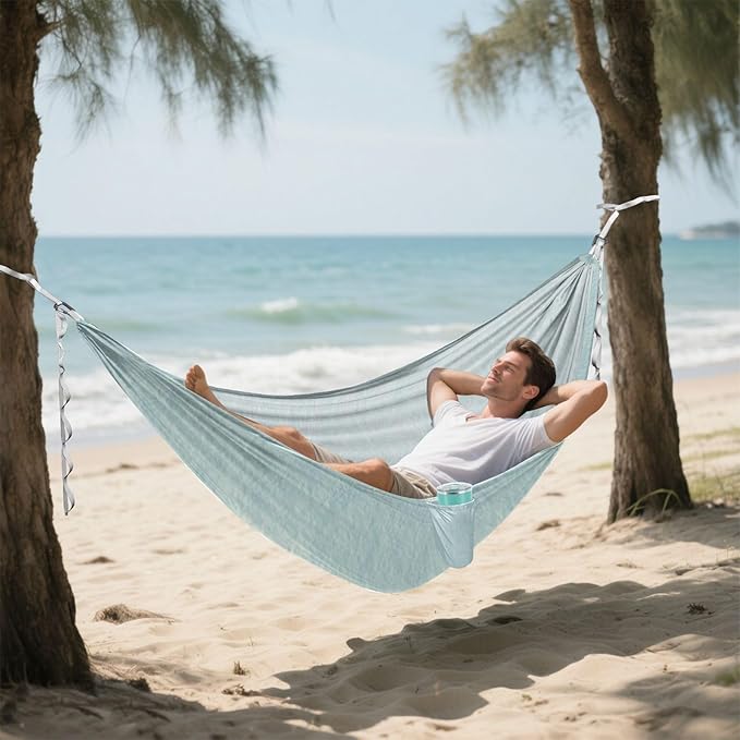 Bright Blue Solid Color 330lb Capacity Camping Hammock with Hanging Rope Swing Hammock for Camping Travel Accessories hamaca para adultos