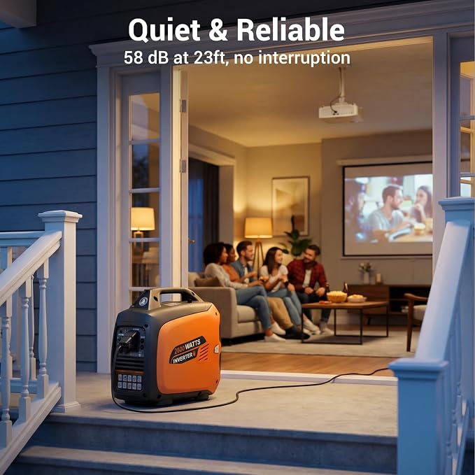 EFURDEN 2800W Quiet Gas-Powered Inverter Generator for Home Use, Camping, RV, 40Lbs, Non-Battery Operated, EPA Compliant