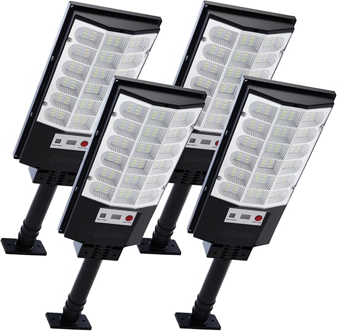 Solar Street Lights Outdoor, 2500LM Solar Security Lights with Remote Control, 270° Wide Angle IP66 Waterproof Motion Sensor Solar Flood Lights for Outside, Garage Yard Garden Fence Lighting, 4 Pack