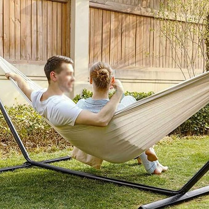 Camping Hammock Bed Outdoor Double Hammock Camping Rope Swing Chair Canvas Hammocks for Terrace Travel Hiking Indoor Home Decor Hammock Swing