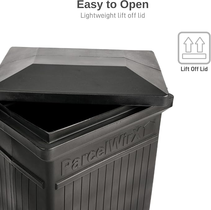 RTS Home Accents ParcelWirx Standard Vertical Delivery Box Storage Cabinet with Lift Off Lid, 24" x 18" x 33.5", Black