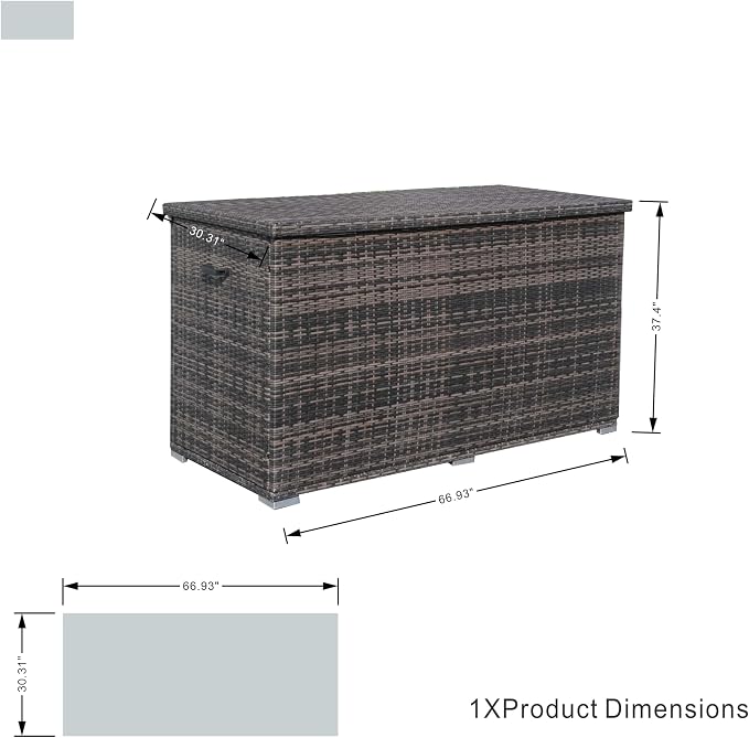 Outdoor 286 Gallon Large Rattan Deck Storage Box by Brown-Steel