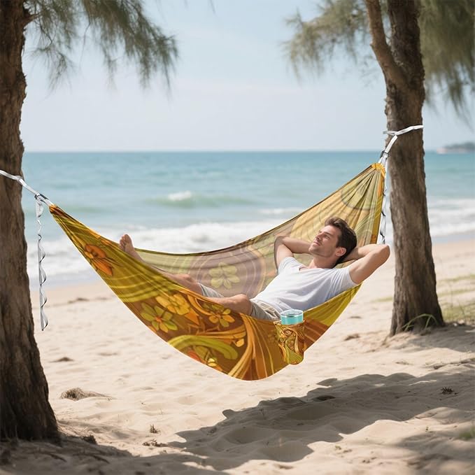 Autumn Paisley Outdoor Hammocks with Tree Straps Fabric Hammock for Camping & Hiking Essential