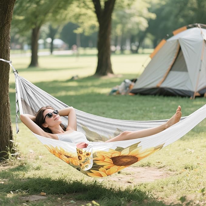 FRMG Sunflower Hammock 500 lbs Capacity Portable Hammocks with Tree Straps & Attached Carry Bag, Camping Essentials Gear, 2010747a