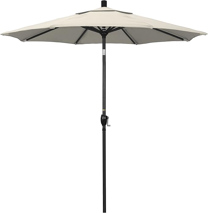 California Umbrella 7.5' Round Aluminum Market Umbrella, Crank Lift, Push Button Tilt