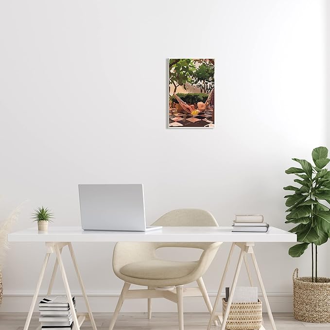 Stupell Industries Woman Lounging Hammock Tropical Summer Vacation Scenery Wood Wall Art, Design By Amelia Noyes