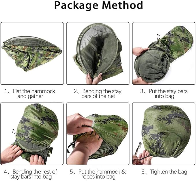 Camping Hammock with Rain Fly and Bug Net Hammock with Mosquito Net Portable Hammock and Canopy Hanging Hammock for 2 Person Hammocks for Trees Lightweight Hammock(Camouflage)