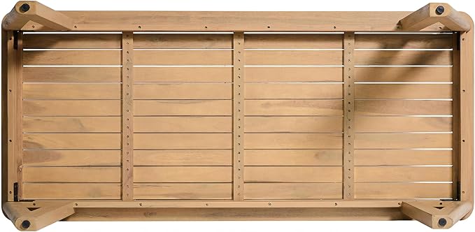 Christopher Knight Home Cara 70.75" L Acacia Wood Outdoor Dining Table, Sturdy Rectangular Patio Table for 6-8 People, Farmhouse Patio Dining Table with Slatted Design and V-Shaped Legs, Light Teak