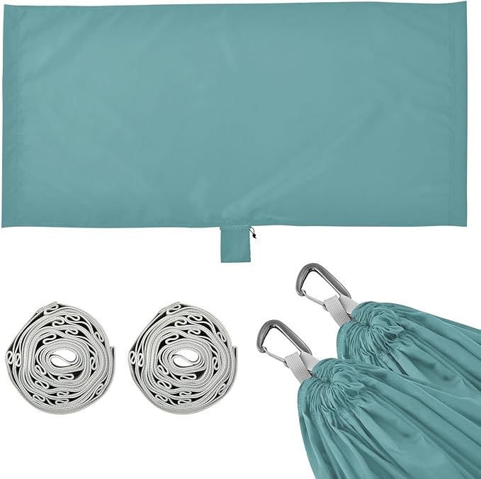 Blue-Green Solid Color Pure Plain 330lb Capacity Camping Hammocks with Tree Straps Fabric Hammock for Outside Patio Garden Base para hamacas para adultos