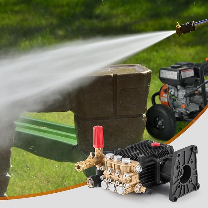 VEVOR Pressure Washer Pump, 1" Shaft Horizontal Triplex Plunger, 4300 PSI, 4.4GPM, Replacement Power Washer Pumps Kit with 5 Nozzles, Compatible with Simpson MorFlex 40224, 40225, 40226, Santoprene