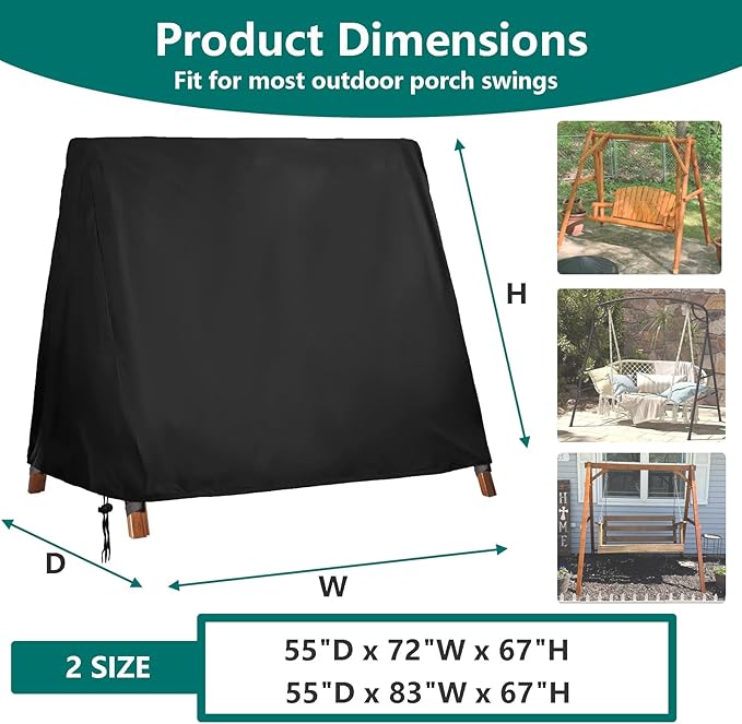 FLYMEI Outdoor Swing Cover Waterproof for A Frame Patio Swing/Outdoor Furniture Porch/Glider Hammock, Waterproof and Windproof, 83" L×55" W×67" H