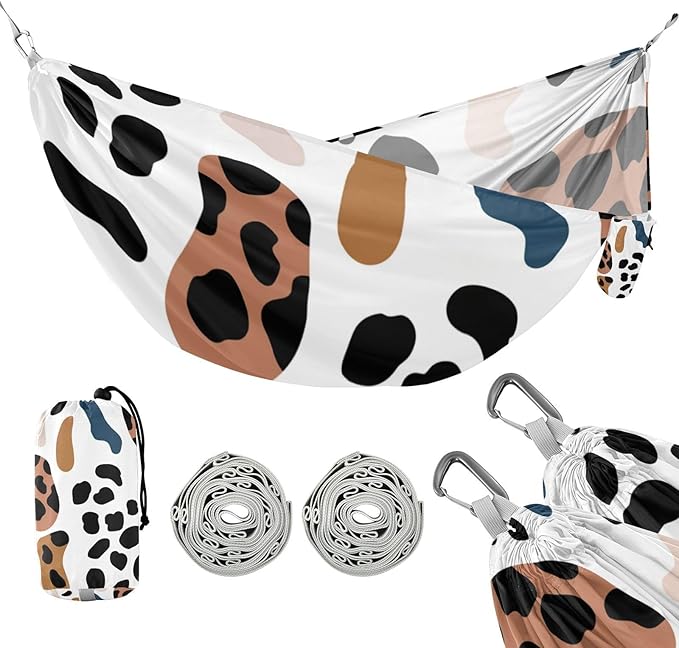 Leopard Print 330lb Capacity Hammocks for Camping with Portabl Carry Bag Swing Hammock for Patio Backyard Lounge Base Base de hamaca para adultos