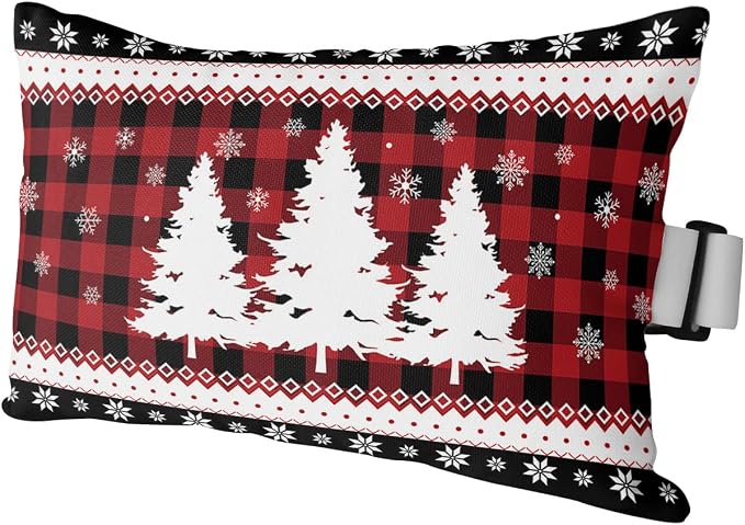 Outdoor Pillows Covers with Inserts Christmas Tree Snowflake Red Black Buffalo Plaid Waterproof Pillow with Adjustable Strap Throw Pillows for Patio Furniture Recliner Lounge Chair, 11x16 inch, 1PCS