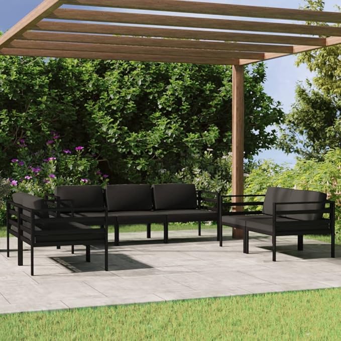 7 Piece Patio Lounge Set,Outdoor Furniture Set Outdoor Garden Conversation Set for Patios Gardens Backyard Courtyard with Cushions Aluminum Anthracite