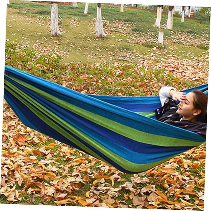 BESPORTBLE Travel Essential Outdoor Hammock Canvas Swing Seat Stripes Compact for Camping Leisure