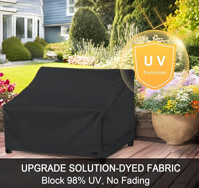 NettyPro Patio Furniture Sofa Cover Waterproof Heavy Duty Outdoor Couch Cover 3 Seater, 88" Wx 38" Dx 35" H, Black