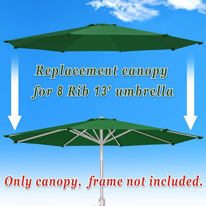Replacement Patio Umbrella Canopy Cover for 13ft 8 Ribs Umbrella Taupe (CANOPY ONLY) (Green)