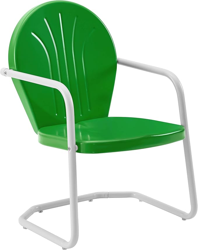 Crosley Furniture Griffith 5-Piece Outdoor Dining Set for 4, Retro Metal Round Patio Table and Chairs, Grasshopper Green