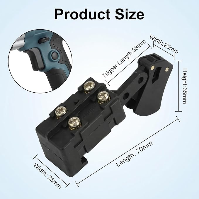 SW77 20A Amp Trigger Switch, Replaceable for Skil HD77, HD77M, HD5525, HD5550, HD5575, HD5657, HD5660, 5825, Compatible with Bosch B5610, 1658, 1677M, 1678A Chainsaw Switches