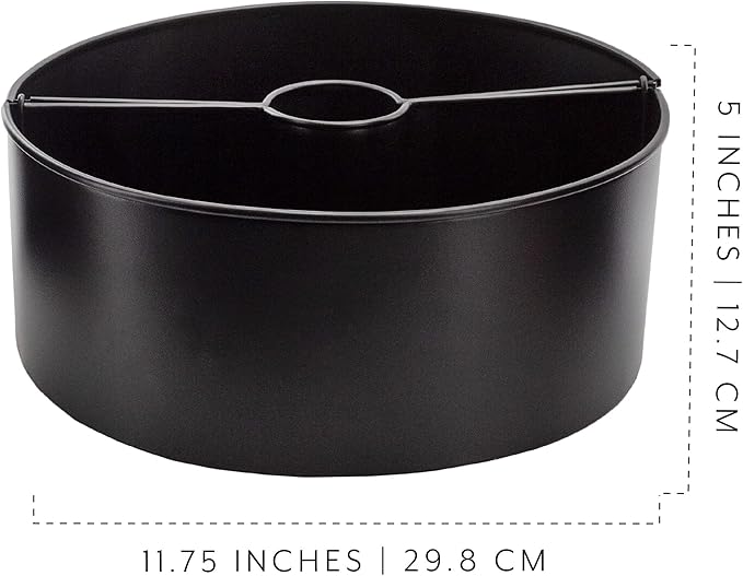AuldHome Design Umbrella Planter for Patio Table w/Umbrella Hole (Black), Enamelware Half-Circle Planter Pots