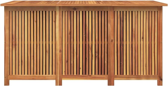 Benjara Outdoor Storage Box, Waterproof PE Bag, 59 Inch Brown Acacia Wood
