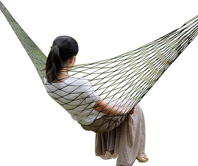 Nylon Rope Hammock for Outdoor Camping, 9-Strand Portable Hanging Bed for Backyard Patio Travel, 94.5 x 31.5 Inches