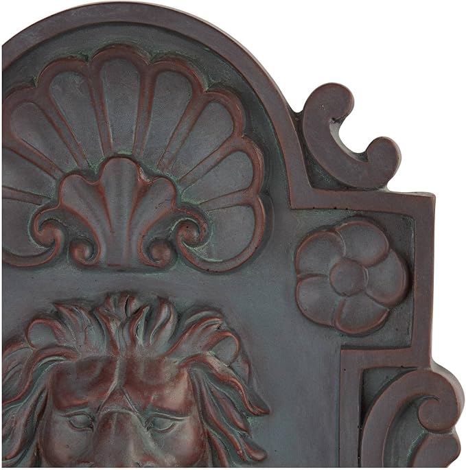 Royal Lion Head 31 1/2" High Large Rustic Indoor Outdoor Decor Bronze Wall Fountain with Light LED Statue Waterfall Tiered Basin Water Feature for Outside Garden Patio Yard Backyard - John Timberland