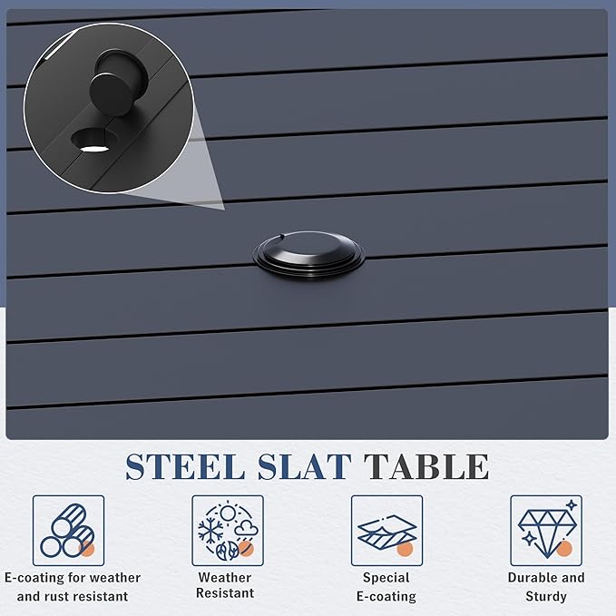 HOMREST 7 Piece Outdoor Patio Dining Set for 6, 48" Round Metal Table with Umbrella Hole and Storage Shelf, Stackable Wrought Iron Chairs, Large Patio Furniture Set for Deck/Backyard/Poolside/Garden