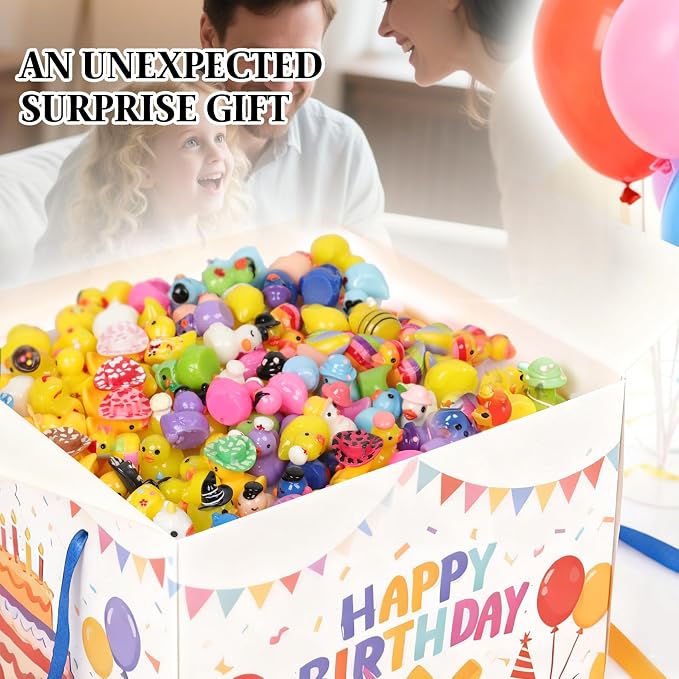 100 Pack Multicolor Mini Resin Ducks to Hide, 35 Unique Styles Solid Little Ducks, Tiny Miniature Duck Figures Bulk for Garden, Terrarium, Potted Plants & Micro Landscape Decor
